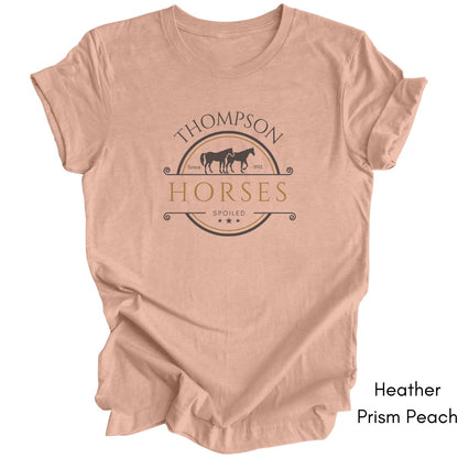 Custom Spoiled Horse Farm Tee | Unisex Jersey Short Sleeve Tee | Gift for Horse Lover | Equestrian T-shirt | Funny Horse Lover Tee