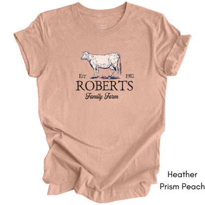 Custom Dairy Cow Family Farm Unisex Jersey Light Weight T-shirt