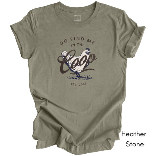 Find Me in the Coop Tee | Chicken Lover Short Sleeve Tee | Chicken Farmer T-shirt | Mother's Day Gift | Pastel Spring Color Tee
