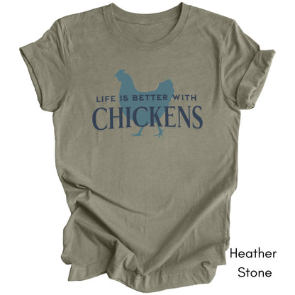 Life is Better With Chickens Tee | Chicken Lover Short Sleeve Tee | Poultry Enthusiast T-shirt | Mother's Day Gift | Pastel Spring Color Tee