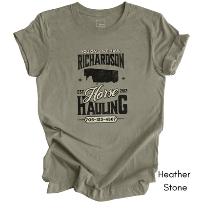 Custom Horse/Livestock Hauling tee | Local Equine Transport T-shirt | Personalized Tee | Gift for Horse Business Owner