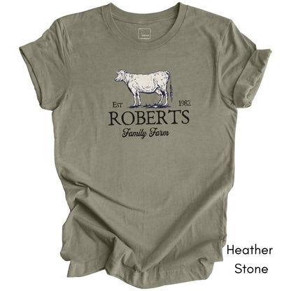 Custom Dairy Cow Family Farm Unisex Jersey Light Weight T-shirt