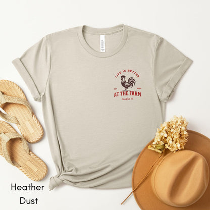 Custom Life is Better on the Farm Tee | Jersey Short Sleeve Tee | Local Farm T-shirt |  | Gift for Farmer Tshirt | Rooster Chicken Tee