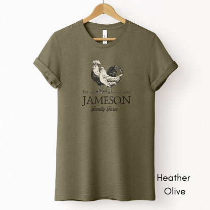 Custom Family Farm Tee | Rooster/Hen Unisex Jersey Short Sleeve Tee | Gift for Homesteader | Personalized Farm Tee | Chicken Lover t-shirt