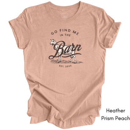Find Me in the Goat Barn Tee | Dairy Goat Farmer's Short Sleeve Tee | Goat Lover T-shirt | Mother's Day Gift | Pastel Spring Color Tee