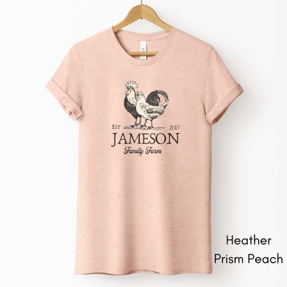 Custom Family Farm Tee | Rooster/Hen Unisex Jersey Short Sleeve Tee | Gift for Homesteader | Personalized Farm Tee | Chicken Lover t-shirt