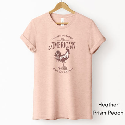 American RoosterTee | Chicken Lover T-shirt | Gift for Chicken Owner | Farm Life Tshirt | Pastel Spring Color Tee