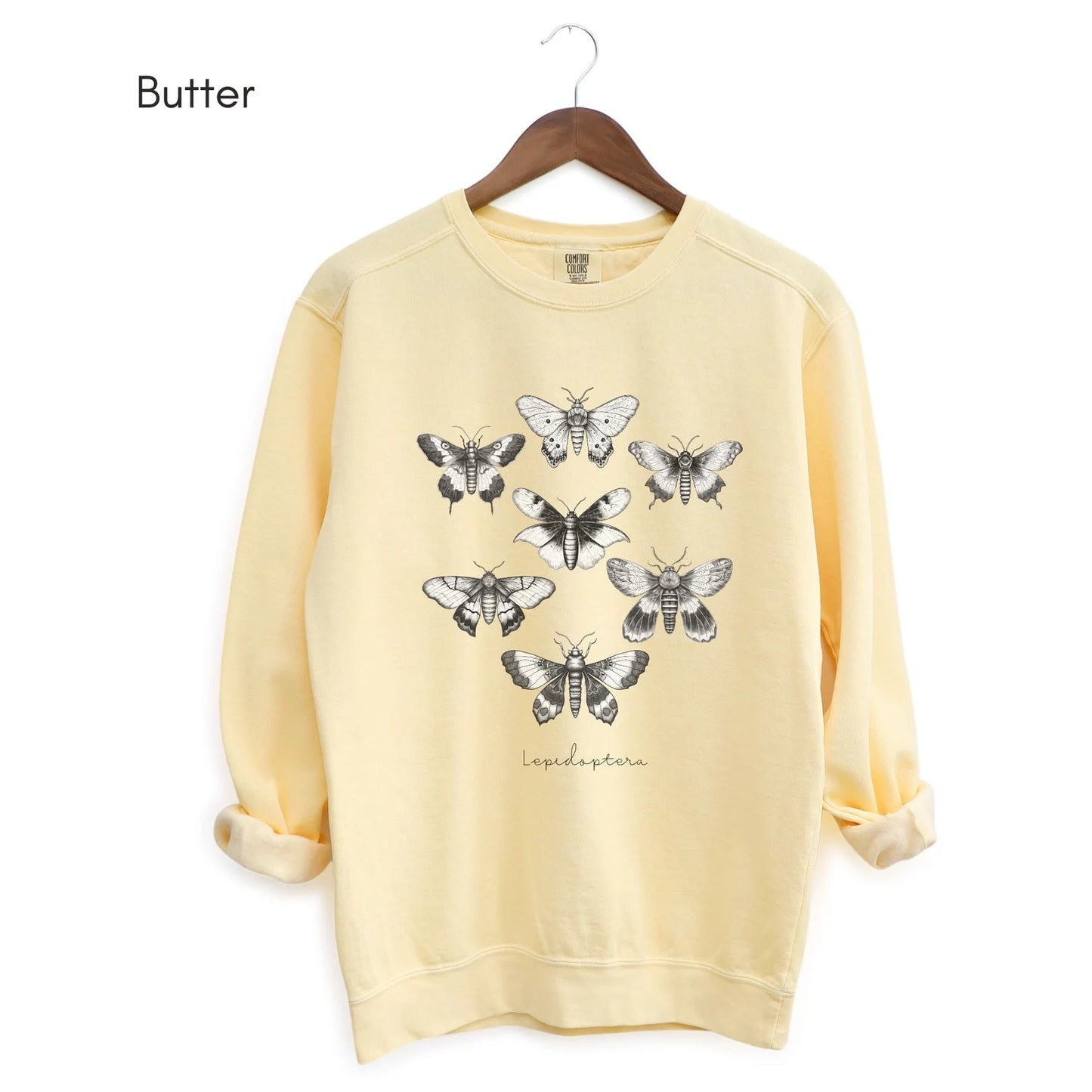 Lepidoptera Garment-Dyed Sweatshirt Moth Species Shirt Gift for Entomologist Vintage Sweatshirt Entomology Sweatshirt