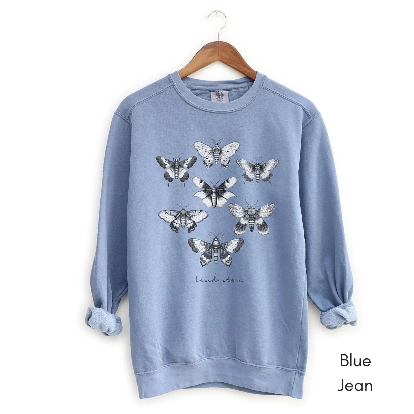 Lepidoptera Garment-Dyed Sweatshirt Moth Species Shirt Gift for Entomologist Vintage Sweatshirt Entomology Sweatshirt