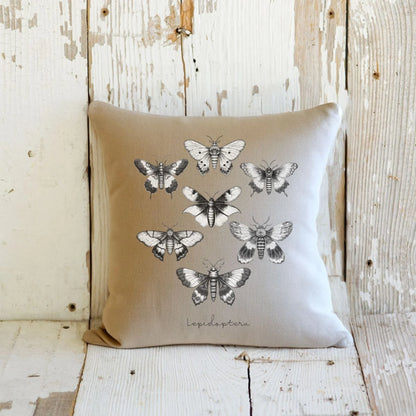 Lepidoptera - Farmhouse Decor Pillow | Moth Nature Lover Decor | Housewarming Gift | Entomologist Gift |Throw Pillow | Square Pillow