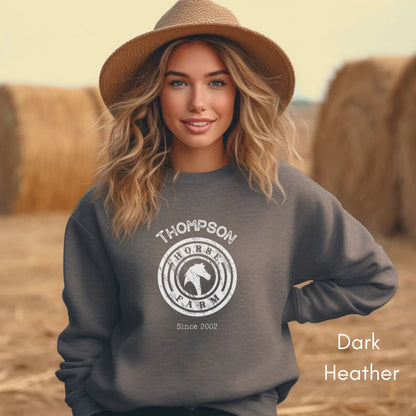 Custom Horse Farm Unisex Crewneck Sweatshirt| Horse Lover sweatshirt | Personalized Gift for Equestrian | Custom Equine Sweatshirt