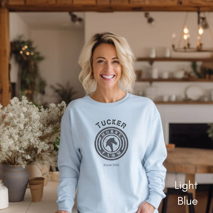 Custom Horse Farm Unisex Crewneck Sweatshirt| Horse Lover sweatshirt | Personalized Gift for Equestrian | Custom Equine Sweatshirt