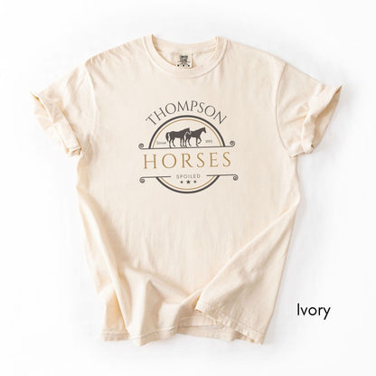 Custom Spoiled Horse Farm Unisex Vintage Style Mid-Weight T-shirt