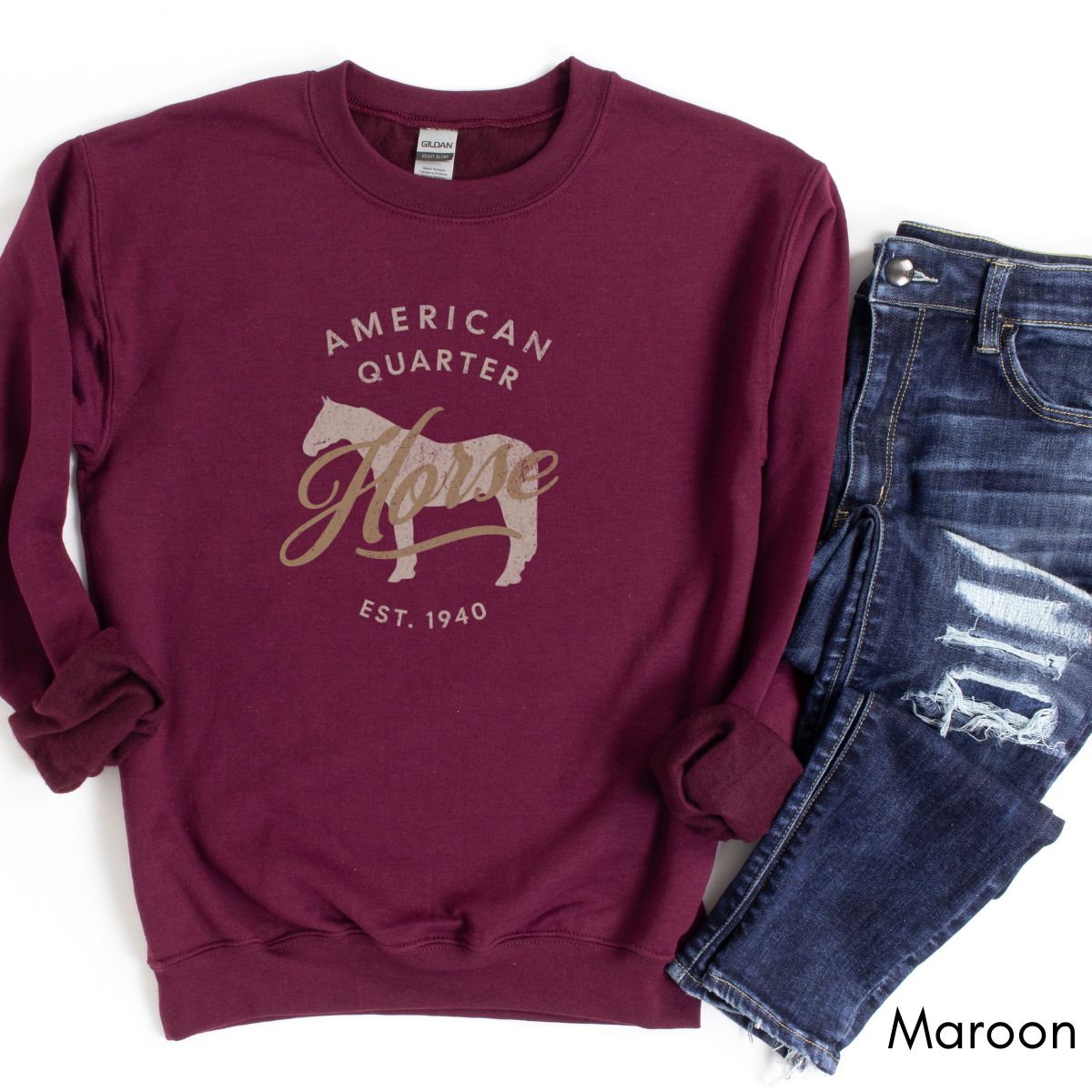 American Quarter Horse - Unisex Crewneck Sweatshirt | Horse Lover shirt | Gift for Equestrian |  Horse Breed Sweatshirt