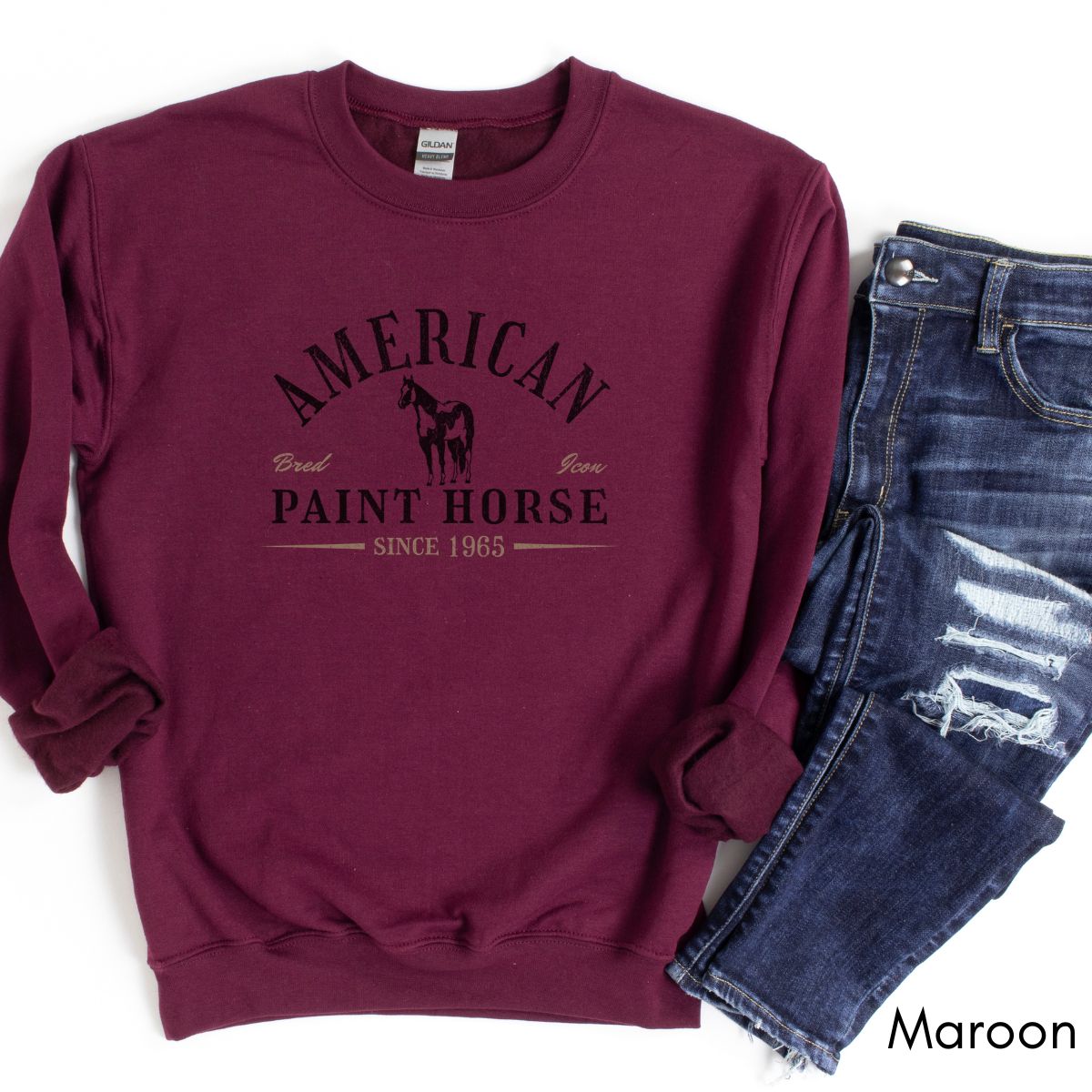 American Paint Horse - Unisex Crewneck Sweatshirt | Horse Lover shirt | Gift for Equestrian |  Horse Breed Sweatshirt | Spotted Horse