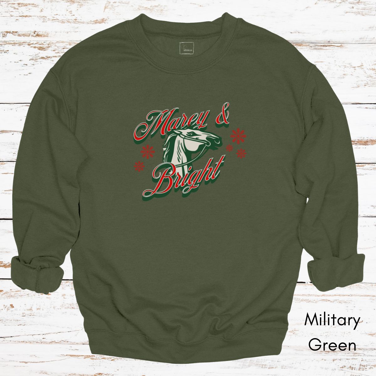 Marey & Bright Funny Holiday Horse Unisex Crewneck Sweatshirt