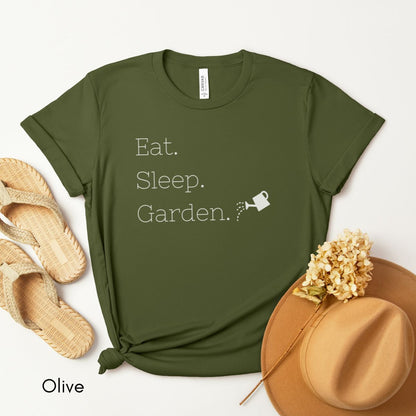 Eat Sleep Garden Tee | Unisex Jersey Short Sleeve Tee | Farm Life T-shirt | Gardener Tee | Horticulture Tee | Farmer tshirt | Homesteading