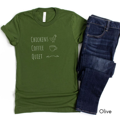 Chickens Coffee Quiet Tee | Unisex Jersey Short Sleeve Tee | Funny Farm Tee | Chicken Tee | Rural life Tshirt