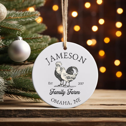 Custom Farm Ceramic Ornament Personalized Gift for Chicken Lovers Local Egg Dealer Gift Farmhouse Homesteading Gift