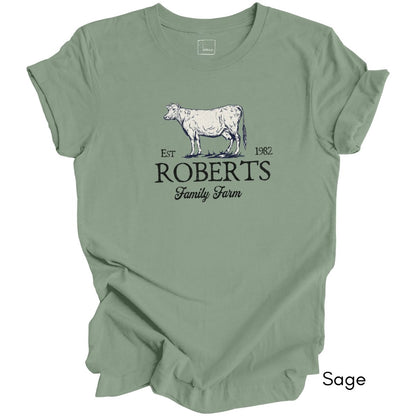 Custom Dairy Cow Family Farm Unisex Jersey Light Weight T-shirt