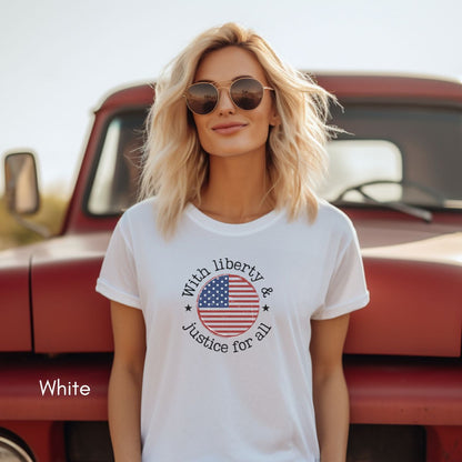 With Liberty & Justice for all Tee | Unisex Patriotic Tee 4th of July Group Tee Pledge of Allegiance T-shirt USA Tee Memorial Day Tshirt