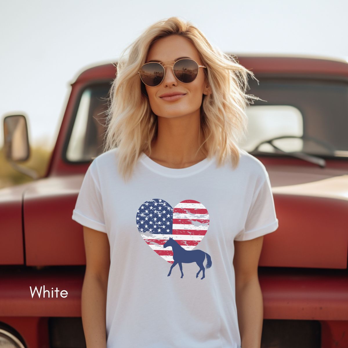 Patriotic Horse Tee | Unisex Tee | 4th of July Farm Tee | Eqquestrian T-shirt | USA T-shirt | Distressed Memorial Day Tshirt